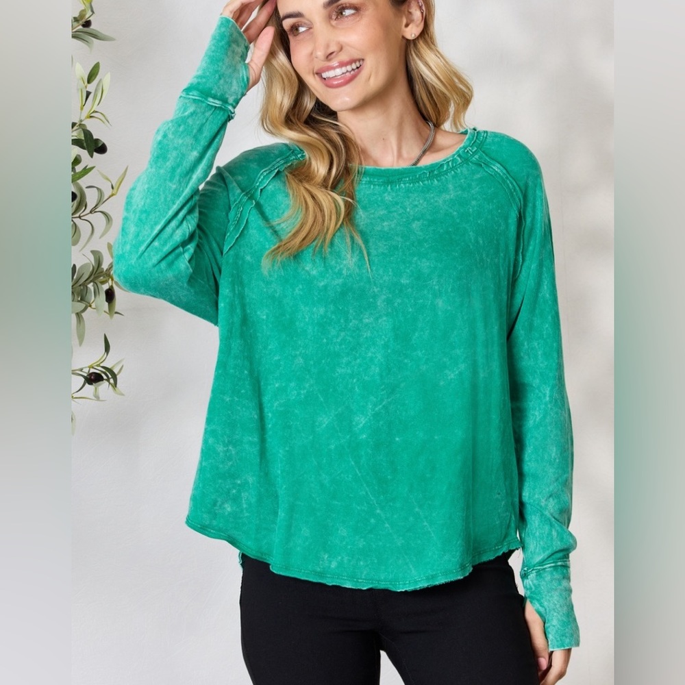 Zenana Outfitters Green Long Sleeve Top